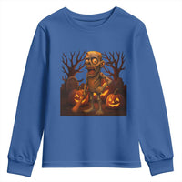 Funny Halloween Zombie Tung Tung Sahur Youth Sweatshirt Italian Brainrot Meme - Wonder Print Shop