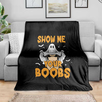 Funny Halloween Show Me Your Boobs Throw Blanket Halloween Adult Humor Spooky Ghost - Wonder Print Shop