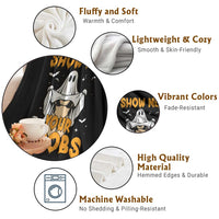 Funny Halloween Show Me Your Boobs Throw Blanket Halloween Adult Humor Spooky Ghost - Wonder Print Shop