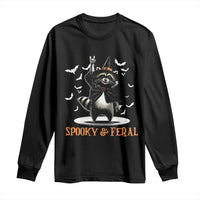 Funny Spooky And Feral Raccon Halloween Long Sleeve Shirt Racoon Lover - Wonder Print Shop