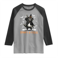 Funny Spooky And Feral Raccon Halloween Raglan Shirt Racoon Lover - Wonder Print Shop