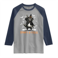 Funny Spooky And Feral Raccon Halloween Raglan Shirt Racoon Lover - Wonder Print Shop