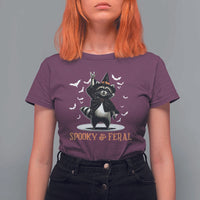 Funny Spooky And Feral Raccon Halloween T Shirt For Women Racoon Lover - Wonder Print Shop