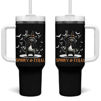 Funny Spooky And Feral Raccon Halloween Tumbler With Handle Racoon Lover - Wonder Print Shop