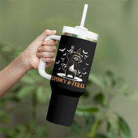 Funny Spooky And Feral Raccon Halloween Tumbler With Handle Racoon Lover - Wonder Print Shop