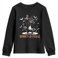 Funny Spooky And Feral Raccon Halloween Youth Sweatshirt Racoon Lover - Wonder Print Shop