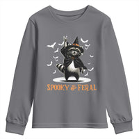 Funny Spooky And Feral Raccon Halloween Youth Sweatshirt Racoon Lover - Wonder Print Shop