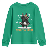 Funny Spooky And Feral Raccon Halloween Youth Sweatshirt Racoon Lover - Wonder Print Shop