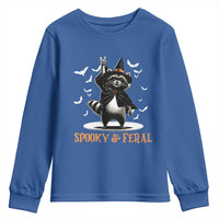 Funny Spooky And Feral Raccon Halloween Youth Sweatshirt Racoon Lover - Wonder Print Shop