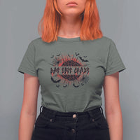 Funny Halloween Bat Shit Crazy T Shirt For Women Horror Spider Web - Wonder Print Shop