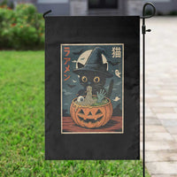 Funny Spooky Black Cat Eating Ramen Kawaii Japanese Halloween Garden Flag - Wonder Print Shop