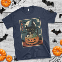 Funny Spooky Black Cat Eating Ramen Kawaii Japanese Halloween T Shirt - Wonder Print Shop
