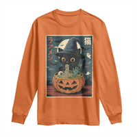 Funny Spooky Black Cat Eating Ramen Kawaii Japanese Halloween Long Sleeve Shirt - Wonder Print Shop