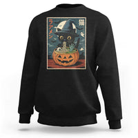 Funny Spooky Black Cat Eating Ramen Kawaii Japanese Halloween Sweatshirt - Wonder Print Shop