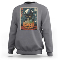 Funny Spooky Black Cat Eating Ramen Kawaii Japanese Halloween Sweatshirt - Wonder Print Shop