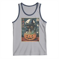Funny Spooky Black Cat Eating Ramen Kawaii Japanese Halloween Tank Top - Wonder Print Shop