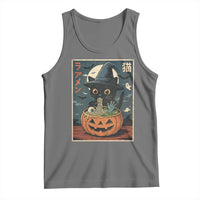 Funny Spooky Black Cat Eating Ramen Kawaii Japanese Halloween Tank Top - Wonder Print Shop