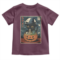 Funny Spooky Black Cat Eating Ramen Kawaii Japanese Halloween Toddler T Shirt - Wonder Print Shop