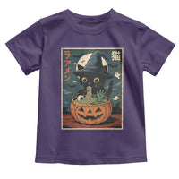 Funny Spooky Black Cat Eating Ramen Kawaii Japanese Halloween Toddler T Shirt - Wonder Print Shop