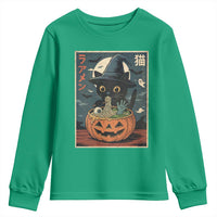 Funny Spooky Black Cat Eating Ramen Kawaii Japanese Halloween Youth Sweatshirt - Wonder Print Shop