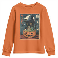 Funny Spooky Black Cat Eating Ramen Kawaii Japanese Halloween Youth Sweatshirt - Wonder Print Shop