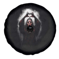 Funny Scary Face Ghost Hand Heart Sign Halloween Spare Tire Cover - Wonder Print Shop