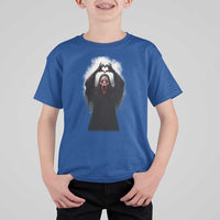 Funny Scary Face Ghost Hand Heart Sign Halloween T Shirt For Kid - Wonder Print Shop
