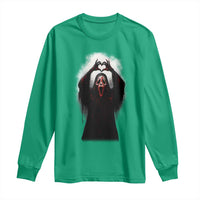 Funny Scary Face Ghost Hand Heart Sign Halloween Long Sleeve Shirt - Wonder Print Shop