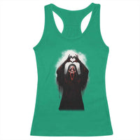 Funny Scary Face Ghost Hand Heart Sign Halloween Racerback Tank Top - Wonder Print Shop