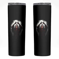 Funny Scary Face Ghost Hand Heart Sign Halloween Skinny Tumbler - Wonder Print Shop