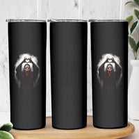 Funny Scary Face Ghost Hand Heart Sign Halloween Skinny Tumbler - Wonder Print Shop
