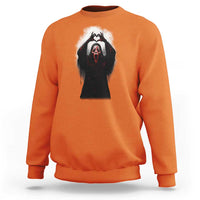 Funny Scary Face Ghost Hand Heart Sign Halloween Sweatshirt - Wonder Print Shop