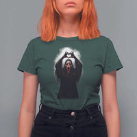 Funny Scary Face Ghost Hand Heart Sign Halloween T Shirt For Women - Wonder Print Shop