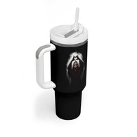 Funny Scary Face Ghost Hand Heart Sign Halloween Tumbler With Handle - Wonder Print Shop