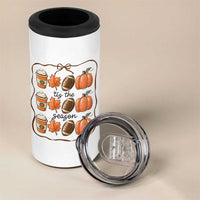Tis The Season Fall Thanksgiving 4 in 1 Can Cooler Tumbler American Football Pumpkin - Wonder Print Shop