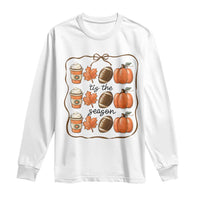 Tis The Season Fall Thanksgiving Long Sleeve Shirt American Football Pumpkin - Wonder Print Shop