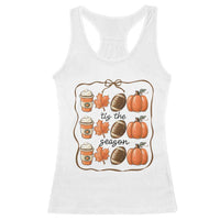 Tis The Season Fall Thanksgiving Racerback Tank Top American Football Pumpkin - Wonder Print Shop