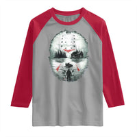 Halloween Jason Hockey Mask Friday 13th Slasher Raglan Shirt - Wonder Print Shop