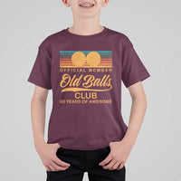 Funny 60th Birthday T Shirt For Kid Official Member Of The Old Ball Clubs Retro Sunset - Wonder Print Shop