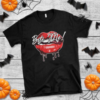 Halloween T Shirt Bite Me Vampire Red Lips Teeth Bloody - Wonder Print Shop