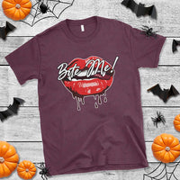 Halloween T Shirt Bite Me Vampire Red Lips Teeth Bloody - Wonder Print Shop