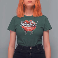 Halloween T Shirt For Women Bite Me Vampire Red Lips Teeth Bloody - Wonder Print Shop