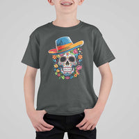 Day Of The Dead T Shirt For Kid Sugar Skull Dia De Los Muertos Halloween Flower - Wonder Print Shop