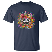 Day Of The Dead T Shirt Pumpkin Sugar Skull Halloween Flowers - Wonder Print Shop