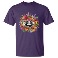 Day Of The Dead T Shirt Pumpkin Sugar Skull Halloween Flowers - Wonder Print Shop