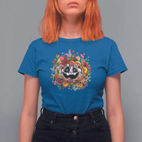 Day Of The Dead T Shirt For Women Pumpkin Sugar Skull Halloween Flowers - Wonder Print Shop