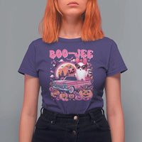 Funny Halloween T Shirt For Women Boo Jee Pink Ghost Boujee Pumpkin Haunted House - Wonder Print Shop