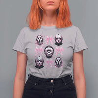 Halloween T Shirt For Women Scary Murderers Pink Bows Coquette Aesthetic - Wonder Print Shop