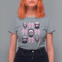 Halloween T Shirt For Women Scary Murderers Pink Bows Coquette Aesthetic - Wonder Print Shop