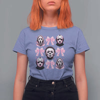 Halloween T Shirt For Women Scary Murderers Pink Bows Coquette Aesthetic - Wonder Print Shop